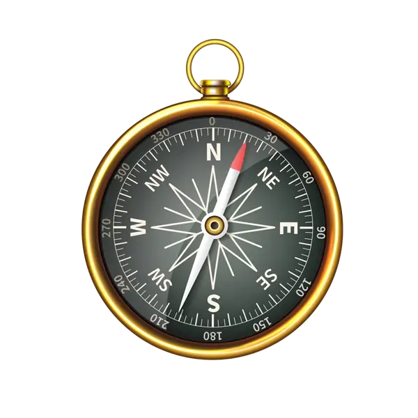 Boussole ancienne, symbole des visites sur mesure GentleGuide en Nouvelle-Aquitaine